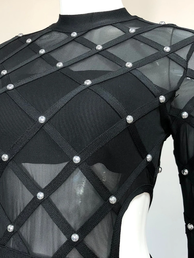 Modelo Muna.-Mono bandage con tachuelas negro - Imagen 8