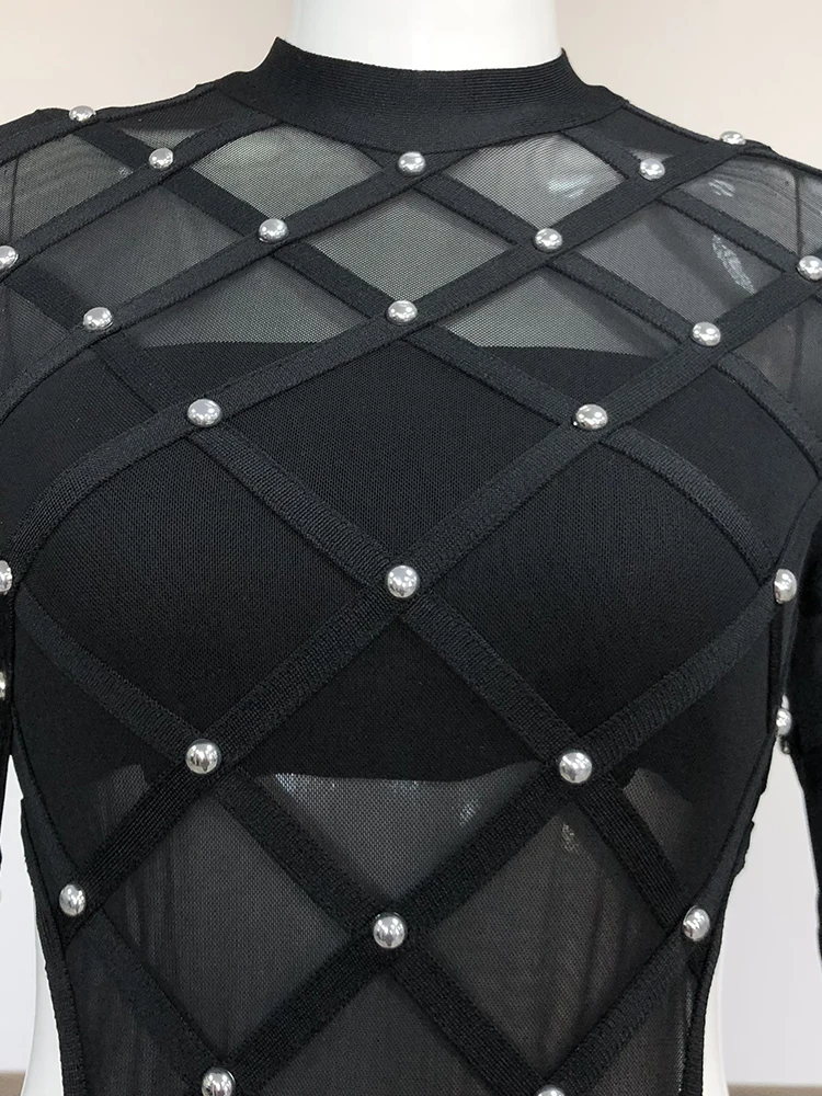 Modelo Muna.-Mono bandage con tachuelas negro - Imagen 7