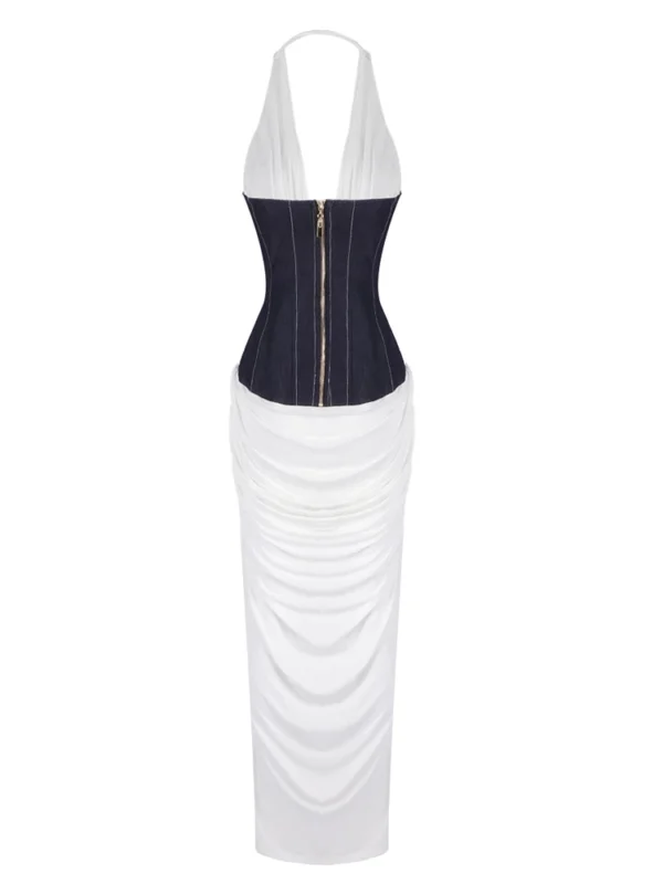 Modelo Senay. Vestido blanco corset vaquero - Imagen 6