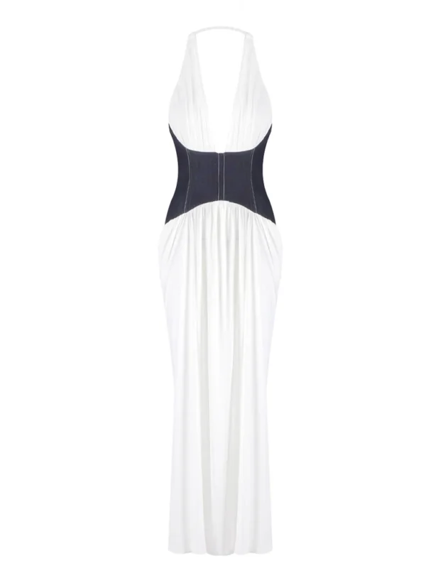 Modelo Senay. Vestido blanco corset vaquero - Imagen 2